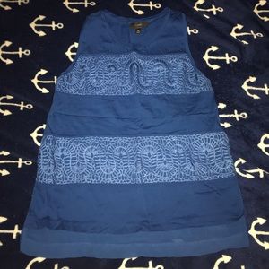 J Crew Royal Blue Embroidered Detail Tank XS